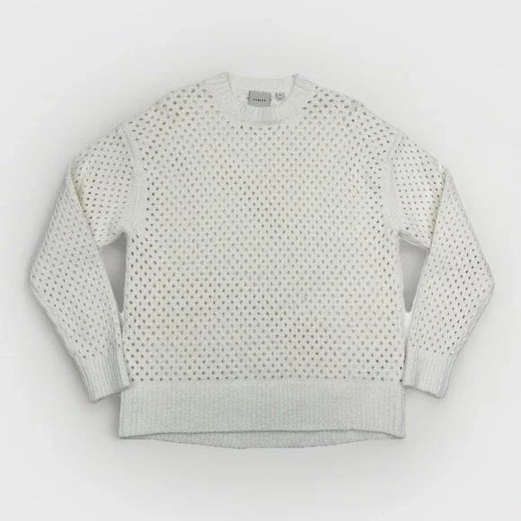 Varley Grady Boucle Sweater Sz S Coconut Milk Ivory Open Knit Cotton Blend - Picture 7 of 14